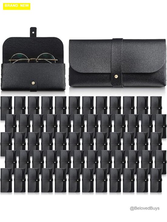 60 Pack PU Leather Soft Eyeglass Cases Sunglass Pouch Travel Glasses Bag
